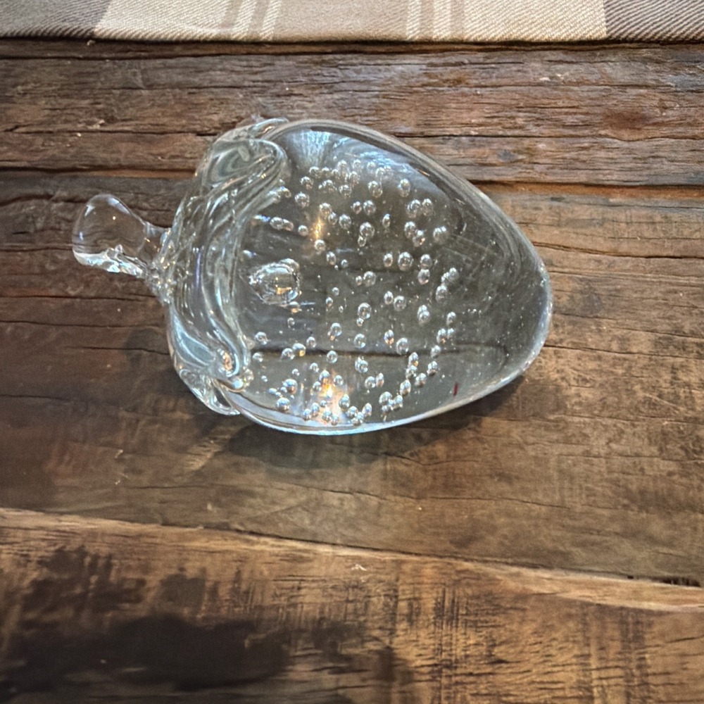 Vintage Art Glass CLEAR Strawberry Paperweight Studio Art!
